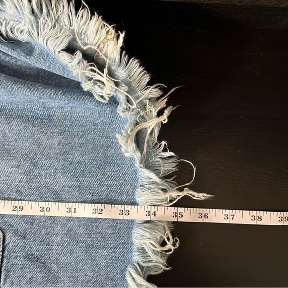 Lucky Brand Womens Jean Dress Large Drawstring Button Up Fray Hem Short Sleeve - Picture 13 of 13